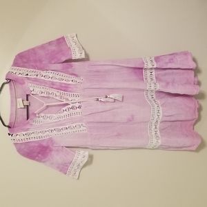 Boho Purple Tie Dye Lace Summer Beach Dress